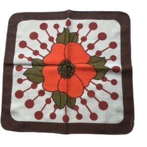 VINTAGE, Mid Century Modern Orange and brown small Tablecloth Doily